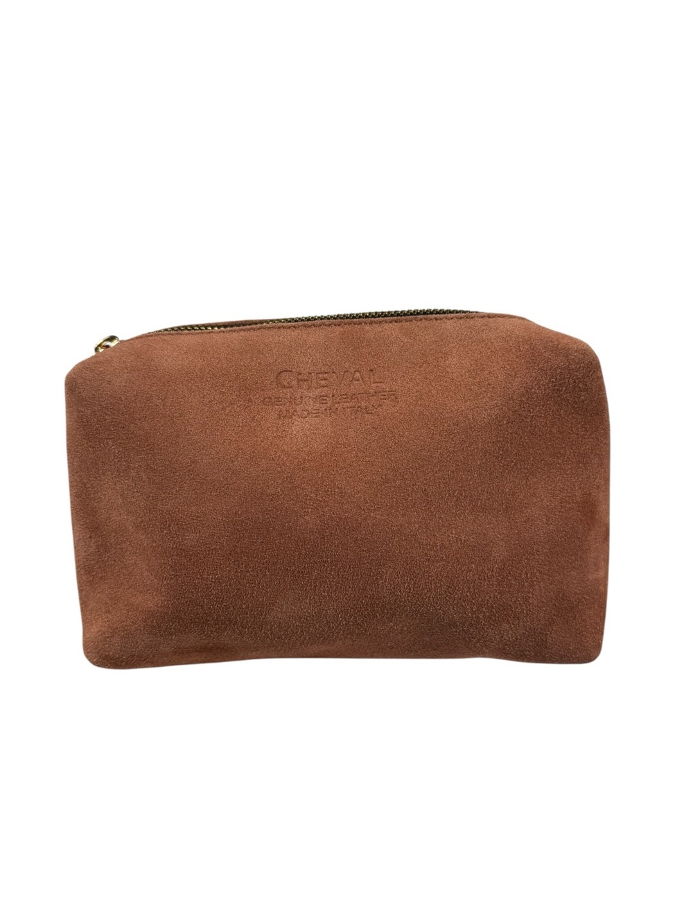 Cheval Suede Leather Zipper Pouch.